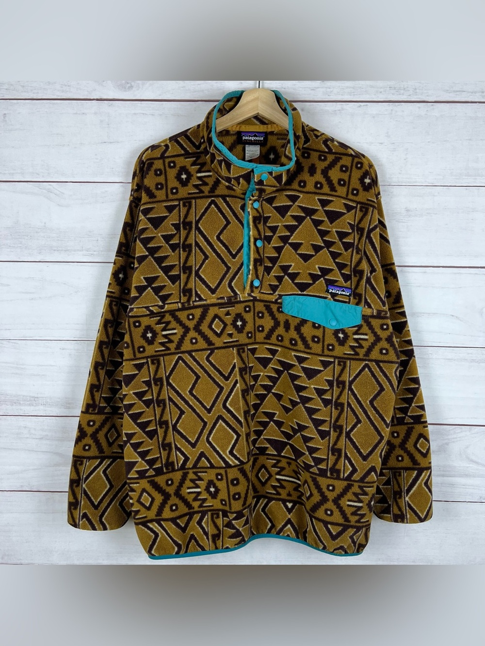 Patagonia Aztec Synchilla Snap-T Fleece Pullover Mens L Vtg Montana Siete Jacket